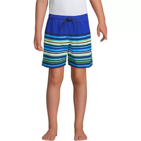 imageLands End Boys Print Swim TrunksElectric Blue Stripe