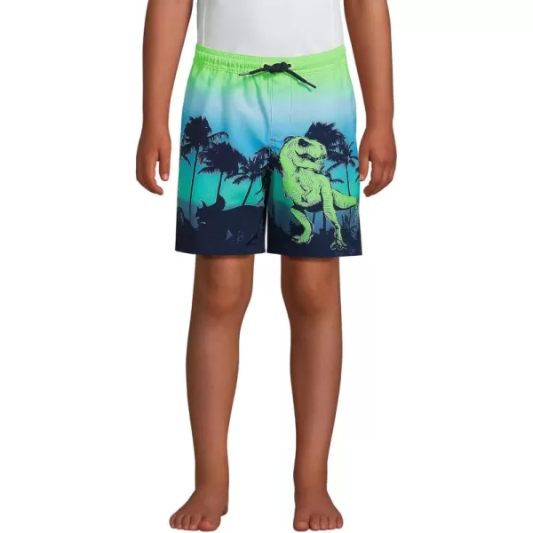 imageLands End Boys Print Swim TrunksNavy Sunset Dinosaur