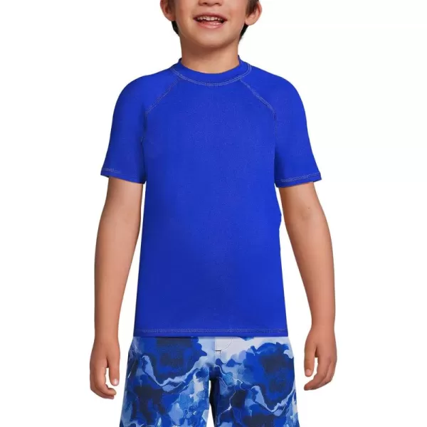 imageLands End Boys Short Sleeve UPF 50 Sun Protection Rash GuardElectric Blue