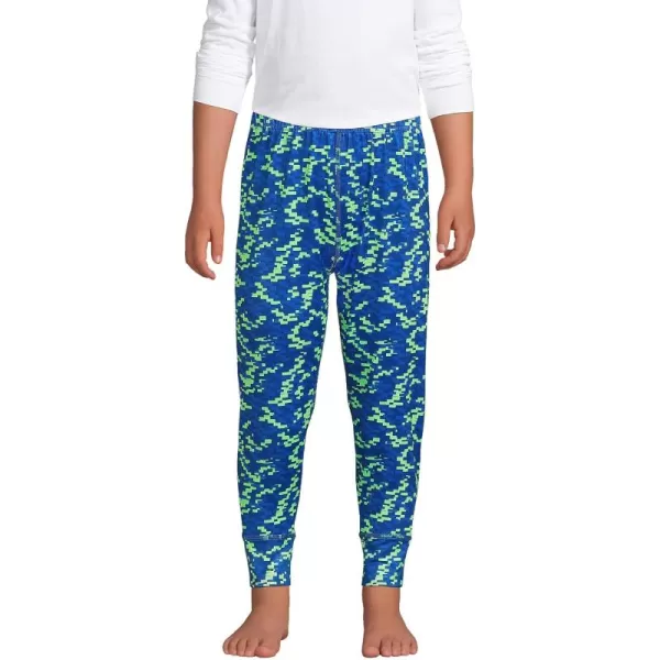 imageLands End Boys Thermal Base Layer Long Underwear Thermaskin PantsEvening Cobalt Digital Camo