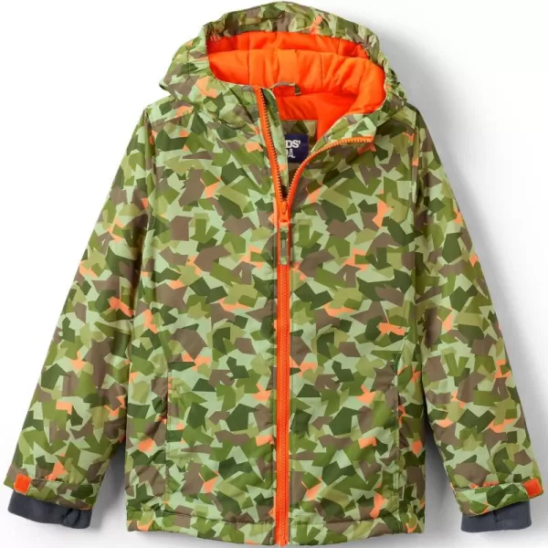 imageLands End Kids Winter JacketGreen Orange Geometric Print