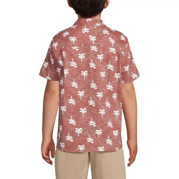 imageLands End Boys Short Sleeve Slub Camp ShirtNautical Red Chevron Palm