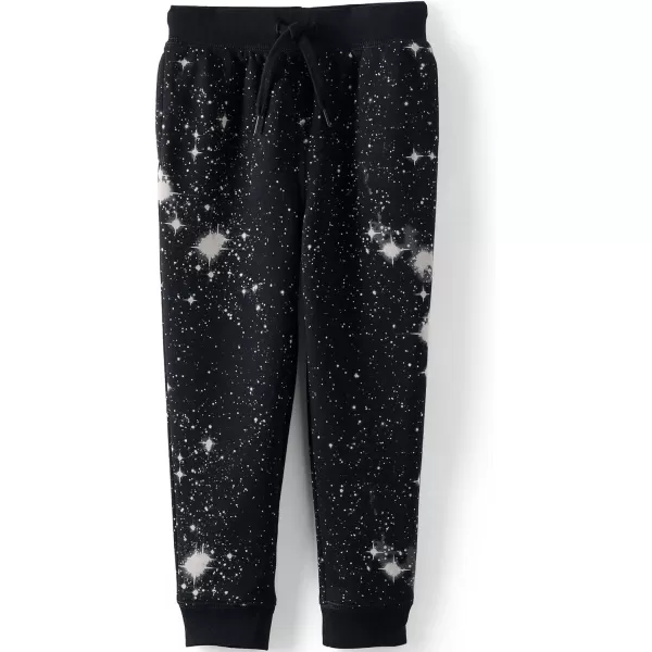 imageLands End Kids Iron Knee Fleece Jogger SweatpantsBlack Galaxy Print