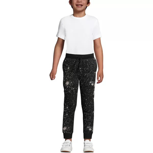 imageLands End Kids Iron Knee Fleece Jogger SweatpantsBlack Galaxy Print