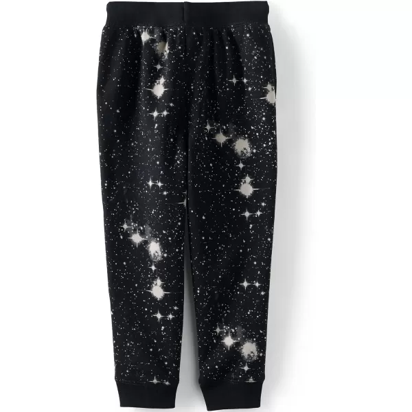 imageLands End Kids Iron Knee Fleece Jogger SweatpantsBlack Galaxy Print