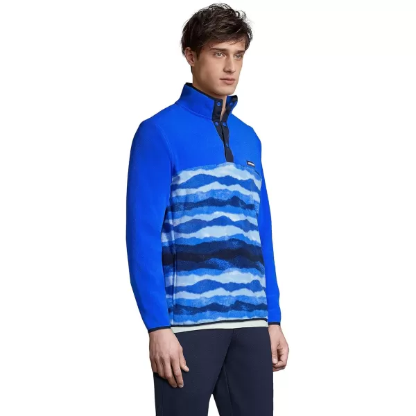 imageLands End Mens Heritage Fleece Snap Neck Pullover TopRadiant Navy Mountain Ombre