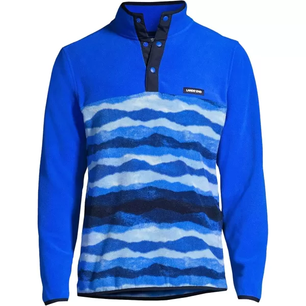 imageLands End Mens Heritage Fleece Snap Neck Pullover TopRadiant Navy Mountain Ombre