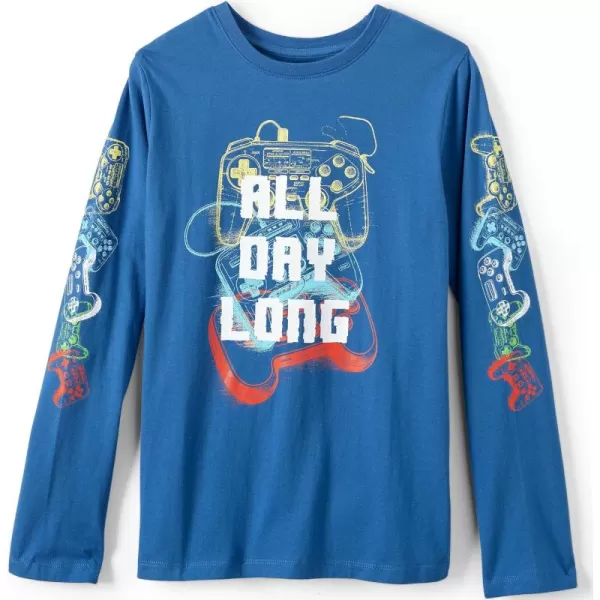 imageLands End Boys Graphic T ShirtCoronet Blue All Day Long