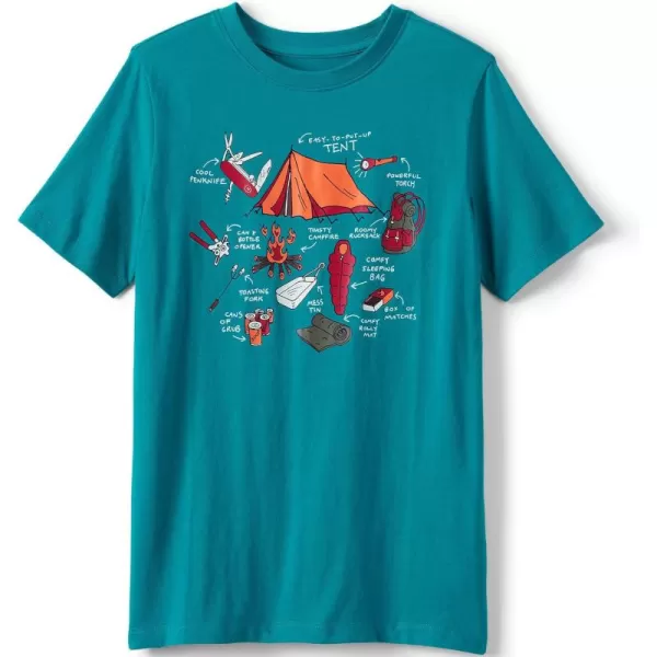 imageLands End Boys Graphic T ShirtTeal Camping