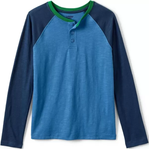 imageLands End Boys Henley ShirtBlue Navy Colorblock