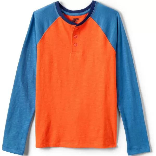 imageLands End Boys Henley ShirtOrange Blue Colorblock