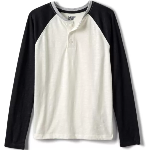 imageLands End Boys Henley ShirtWhite Black Colorblock