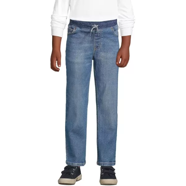 imageLands End Boys Iron Knee Stretch Pull On JeansClassic Wash Denim