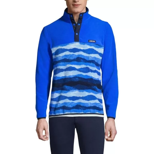 imageLands End Mens Heritage Fleece Snap Neck Pullover TopRadiant Navy Mountain Ombre