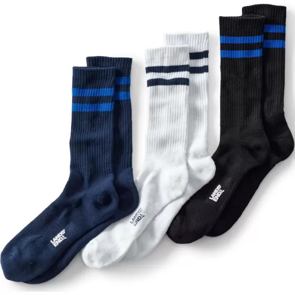 imageLands End Mens Performance Crew Sock 3PackWhiteBlackNavy Pack