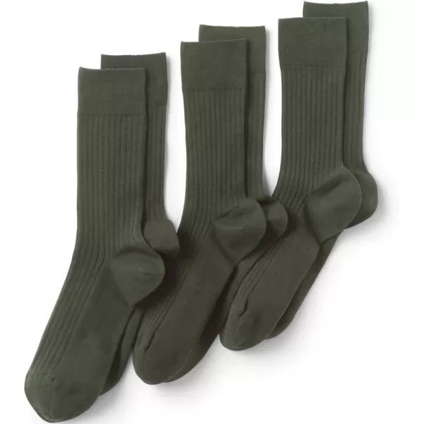 imageLands End Mens Seamless Toe Cotton Rib Dress Socks 3packForest Moss