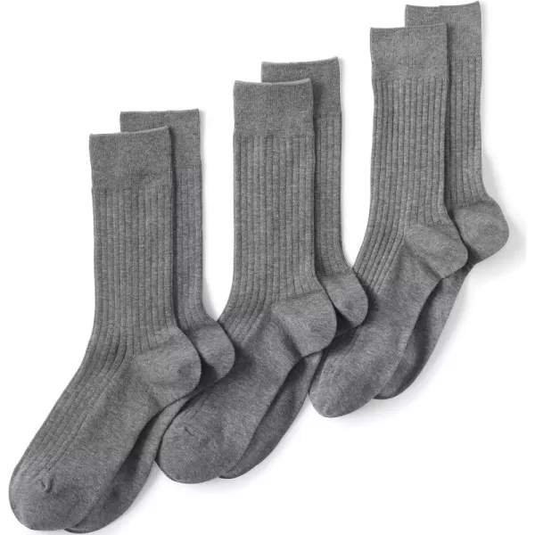 imageLands End Mens Seamless Toe Cotton Rib Dress Socks 3packPewter Heather