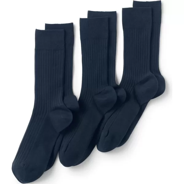 imageLands End Mens Seamless Toe Cotton Rib Dress Socks 3packRadiant Navy