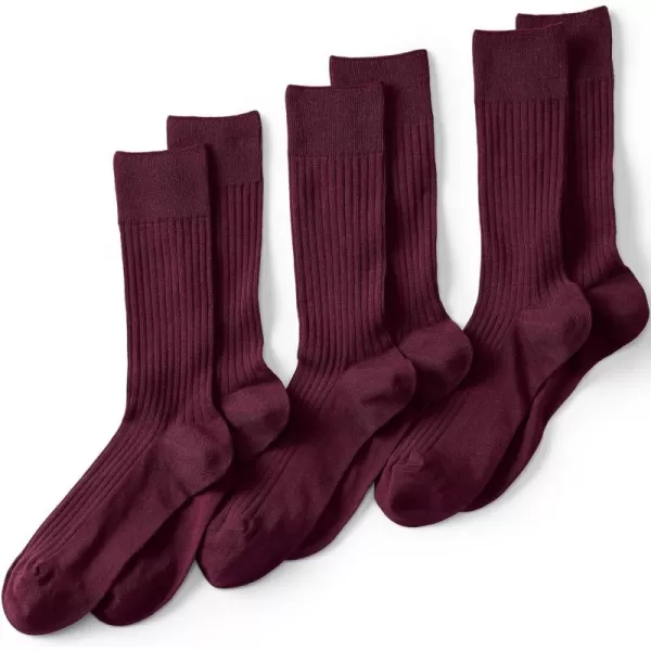 imageLands End Mens Seamless Toe Cotton Rib Dress Socks 3packRoyal Burgundy