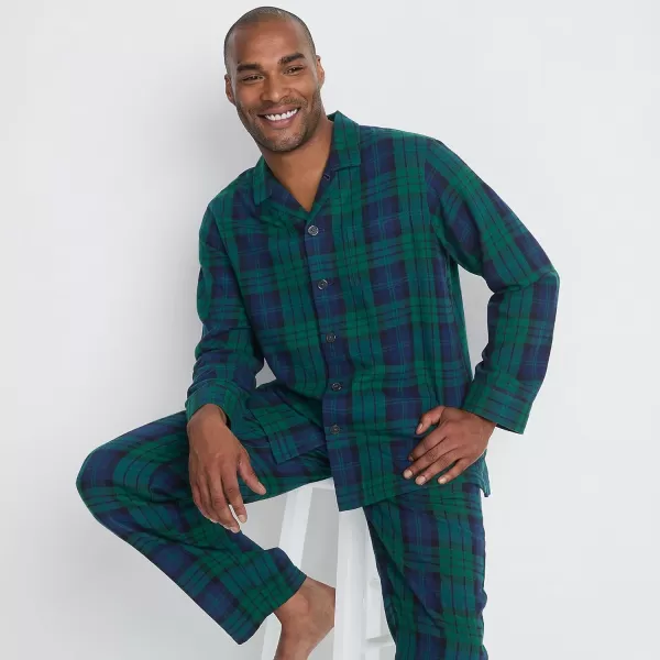 imageLands End Draper James x Mens Flannel Pajama PantsEvergreen Blackwatch Plaid