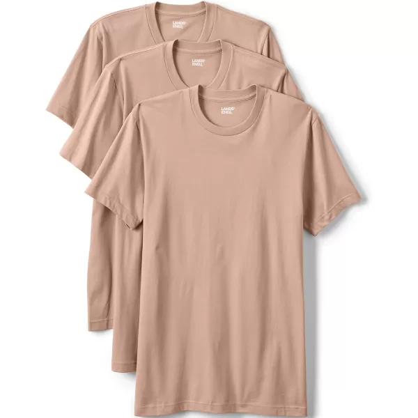 imageLands End Mens Crewneck Undershirt 3 PackClay Bisque