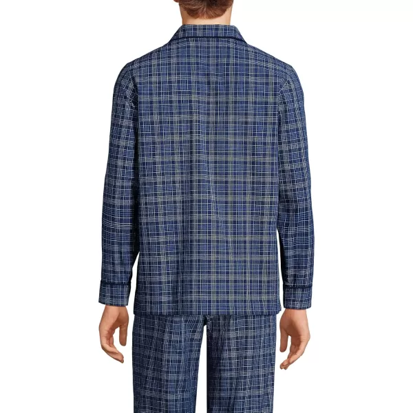 imageLands End Mens Essential Pajama ShirtNavyClear Blue Plaid