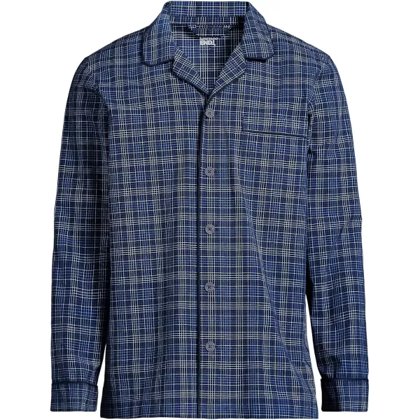 imageLands End Mens Essential Pajama ShirtNavyClear Blue Plaid