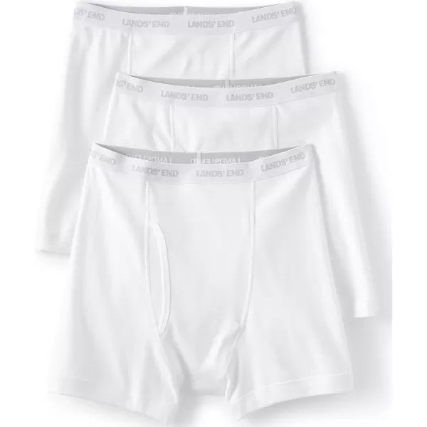 imageLands End Mens Knit Boxer Brief Mixed 3 PackWhite