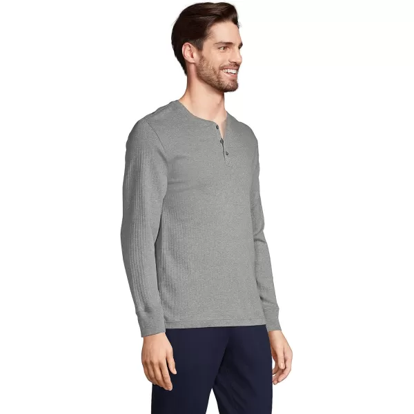 imageLands End Mens Knit Rib HenleyPewter Heather