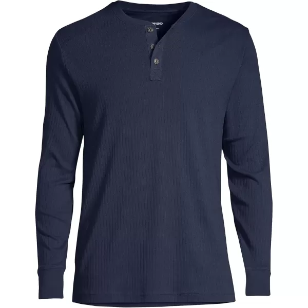 imageLands End Mens Knit Rib HenleyRadiant Navy