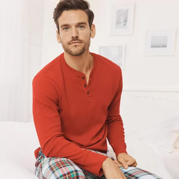 imageLands End Mens Knit Rib HenleyRich Red