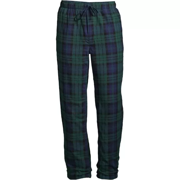 imageLands End Mens Sherpa Fleece Lined Flannel Pajama PantsEvergreen Blackwatch Plaid