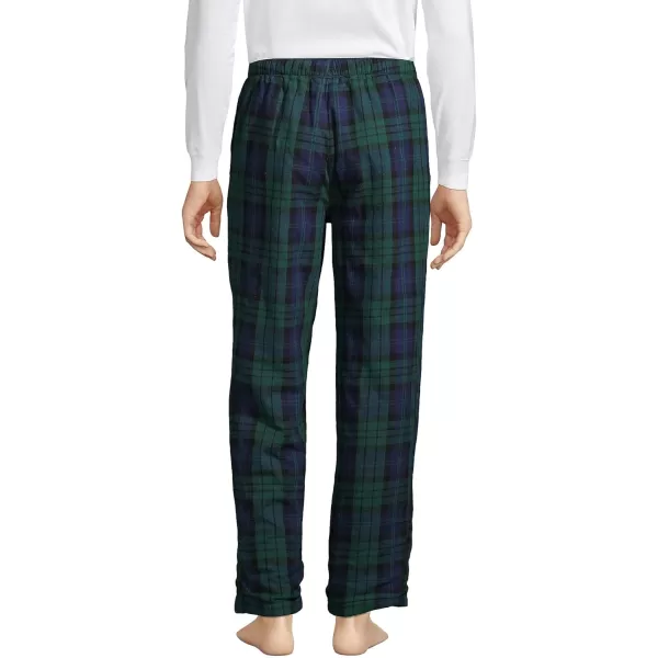 imageLands End Mens Sherpa Fleece Lined Flannel Pajama PantsEvergreen Blackwatch Plaid