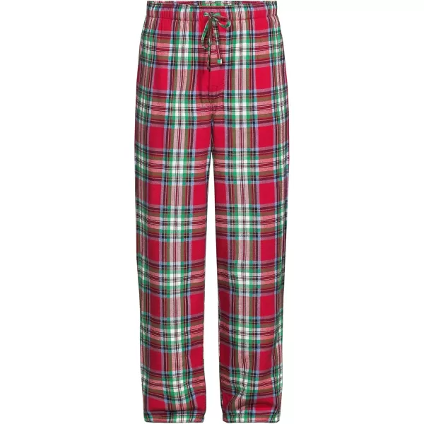 imageLands End Mens Sherpa Fleece Lined Flannel Pajama PantsHeritage Red Plaid