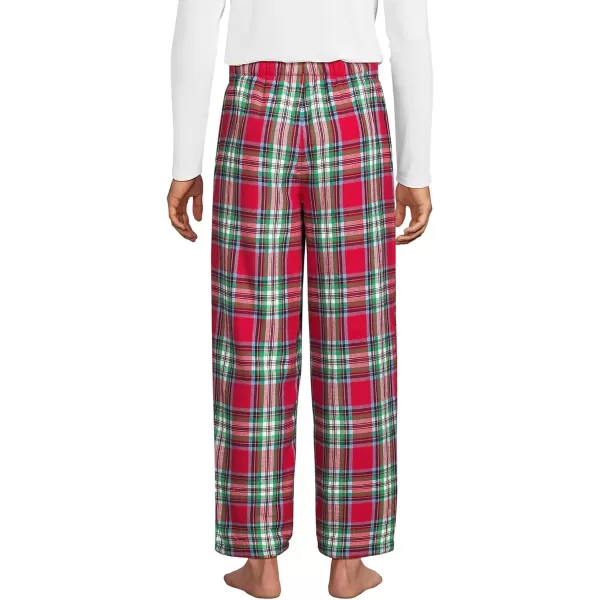 imageLands End Mens Sherpa Fleece Lined Flannel Pajama PantsHeritage Red Plaid