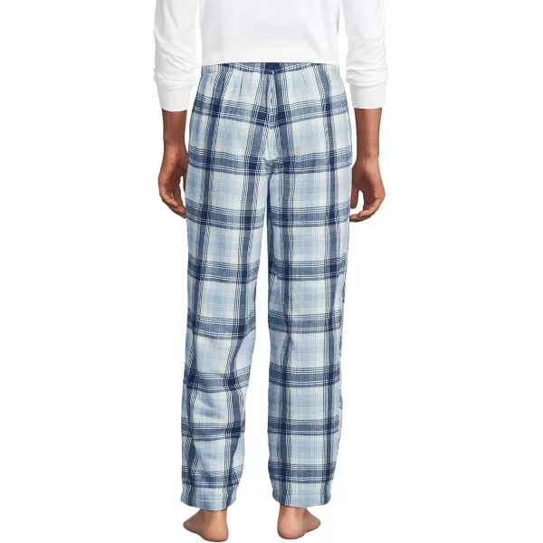 imageLands End Mens Sherpa Fleece Lined Flannel Pajama PantsNavyAlabaster Plaid