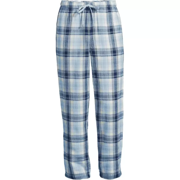 imageLands End Mens Sherpa Fleece Lined Flannel Pajama PantsNavyAlabaster Plaid