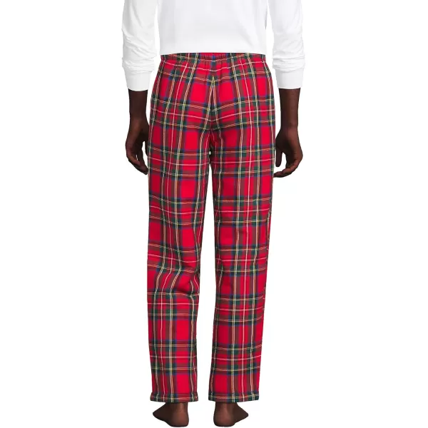 imageLands End Mens Sherpa Fleece Lined Flannel Pajama PantsRich Red Multi Tartan