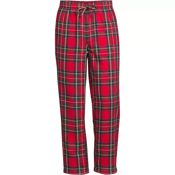 imageLands End Mens Sherpa Fleece Lined Flannel Pajama PantsRich Red Multi Tartan