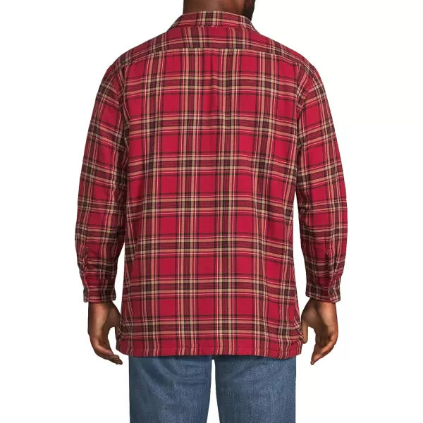 imageLands End Mens Traditional Fit Sherpa Fleece Lined Flannel Shirt JacketFresh CranberriesBlack Plaid