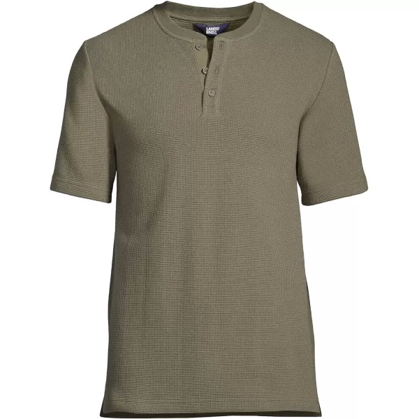 imageLands End Mens Waffle Short Sleeve Pajama HenleyForest Moss