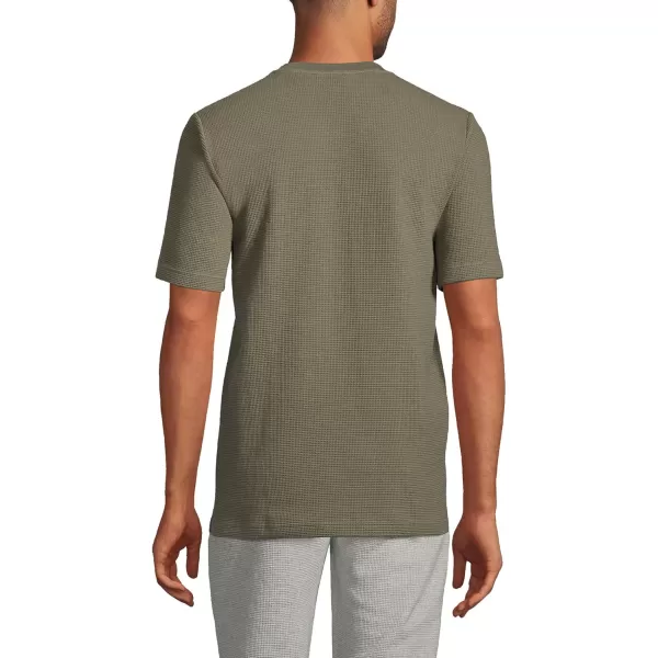 imageLands End Mens Waffle Short Sleeve Pajama HenleyForest Moss