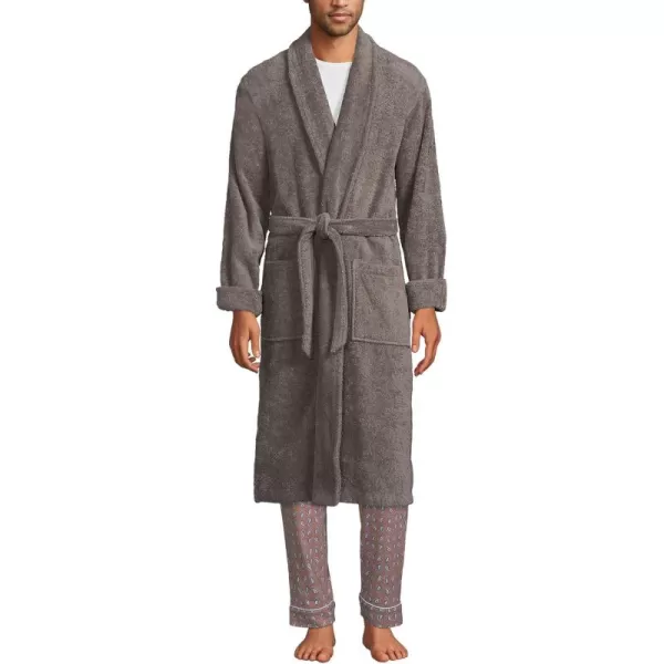 imageLands End Mens Calf Length Turkish Cotton Terry BathrobeRich Steel