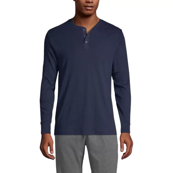 imageLands End Mens Knit Rib HenleyRadiant Navy