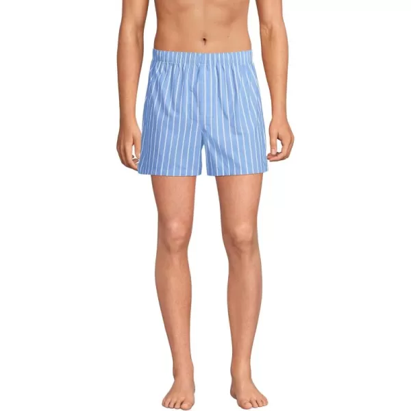 imageLands End Mens Poplin Boxers 3packClear Blue Stripe 3 Pack