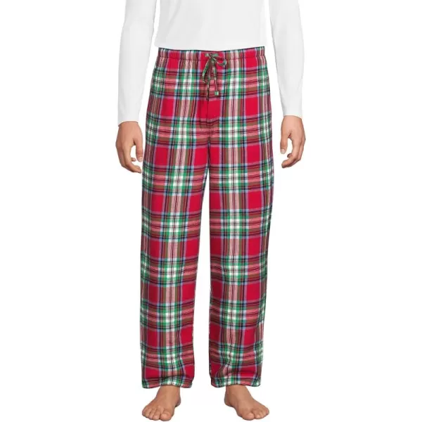 imageLands End Mens Sherpa Fleece Lined Flannel Pajama PantsHeritage Red Plaid