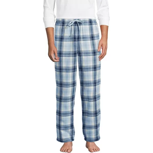 imageLands End Mens Sherpa Fleece Lined Flannel Pajama PantsNavyAlabaster Plaid