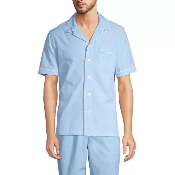 imageLands End Mens Short Sleeve Essential Pajama ShirtBlue Jay