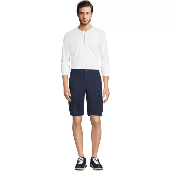 imageLands End Mens 105quot Traditional Fit Stretch Knockabout Cargo ShortsRadiant Navy