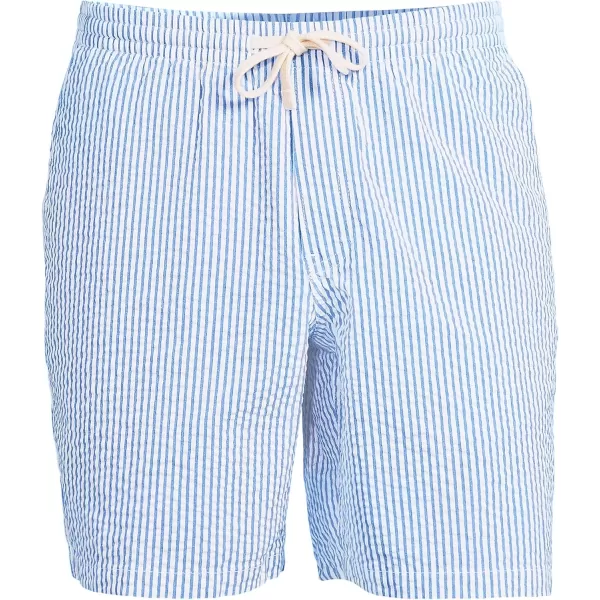 imageLands End Mens 7quot Stretch Knockabout Pull On Deck ShortsRoyal Cobalt Pin Stripe